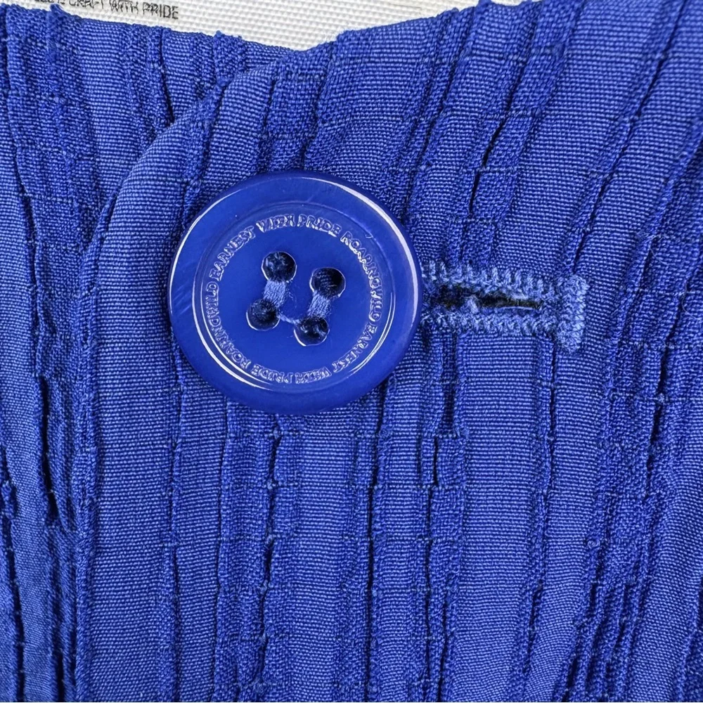 ROARINGWILD Pleated Plisse Textured Cobalt Blue Button Front Jacket Streetwear